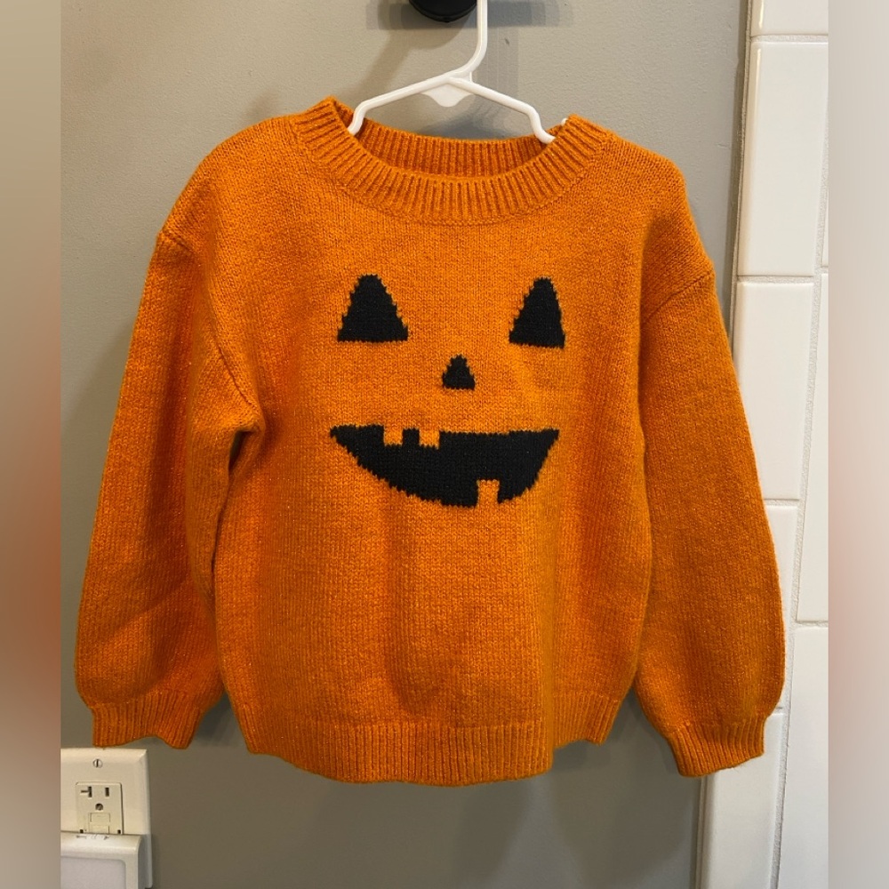 Old Navy Orange Pumpkin Face Sweater / Size 4T / NWT